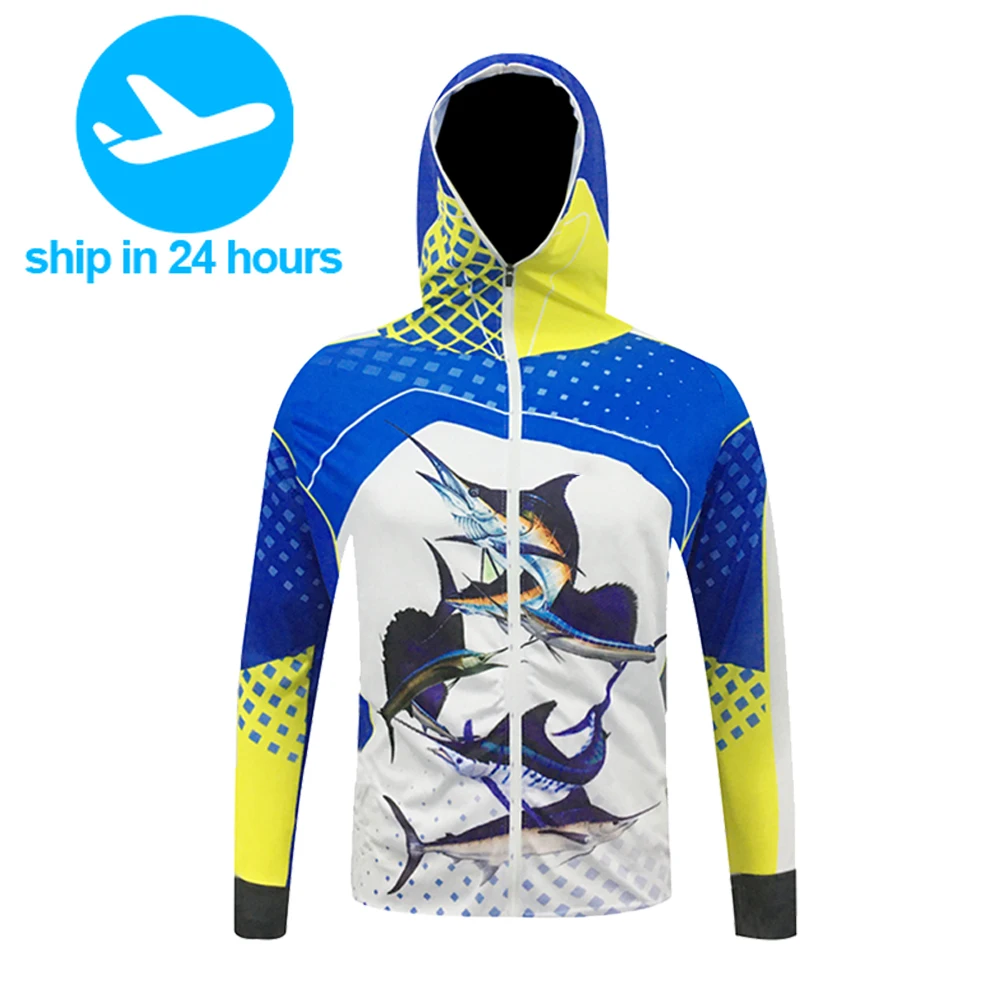 Men’s UPF 50+ full Zip Fishing Hoodie Sunscreen clothing Shirt Quick Dry Performance Long Sleeve Sun Protection Fishing jacket