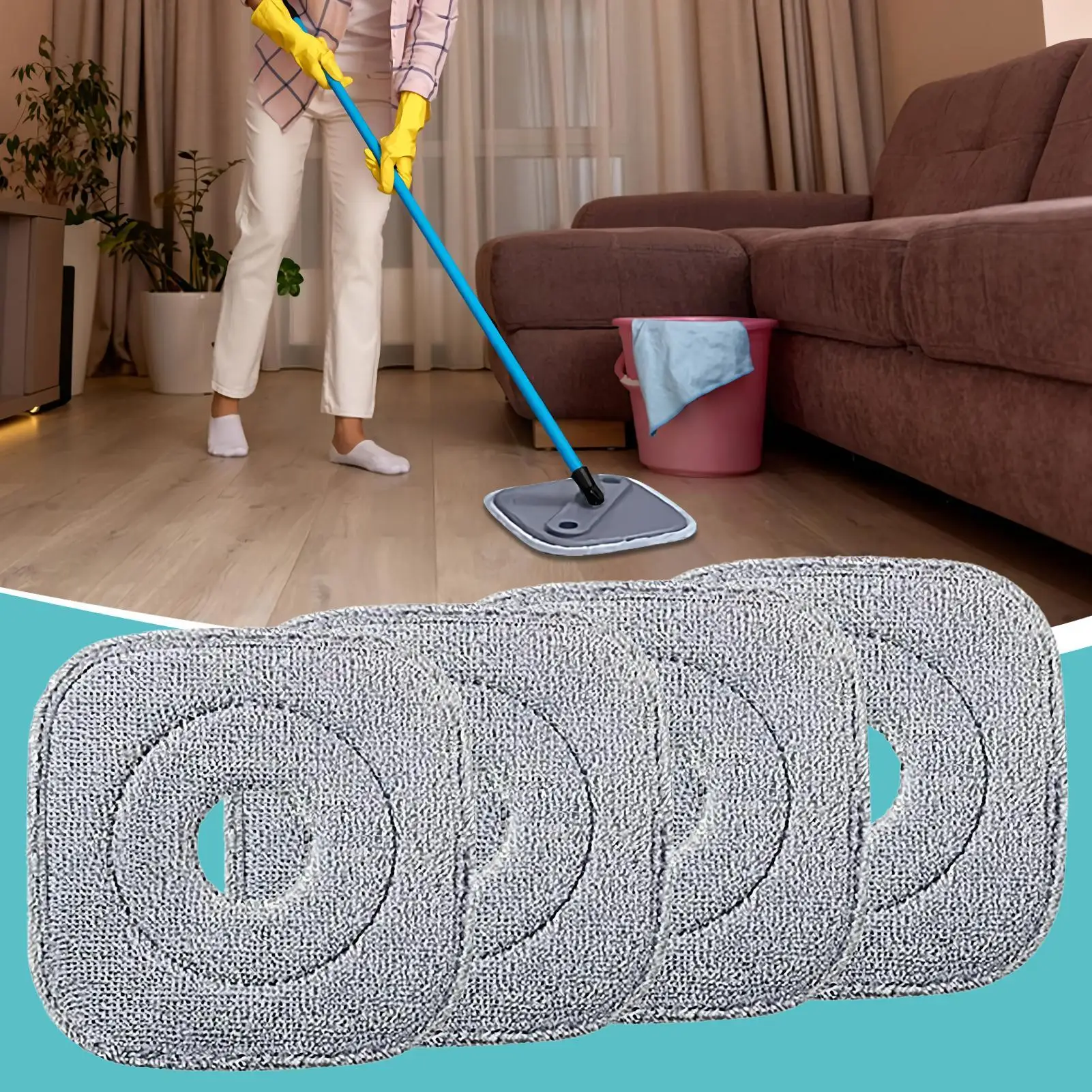 Square Microfiber Mop Refill 4Pcs/set High Absorbent Floor Cleaning Mop Head Replacement Pads For Cleaning Mops And Buckets