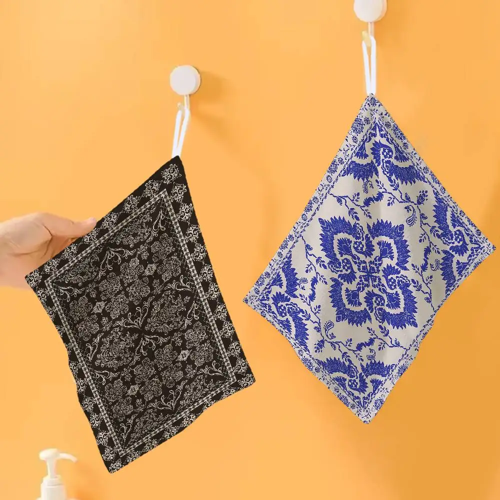 Vintage Persian Polyester Cotton Daily Towel, Hanging Kitchen Hand Wiping Cloth, Durable for Whole House Use
