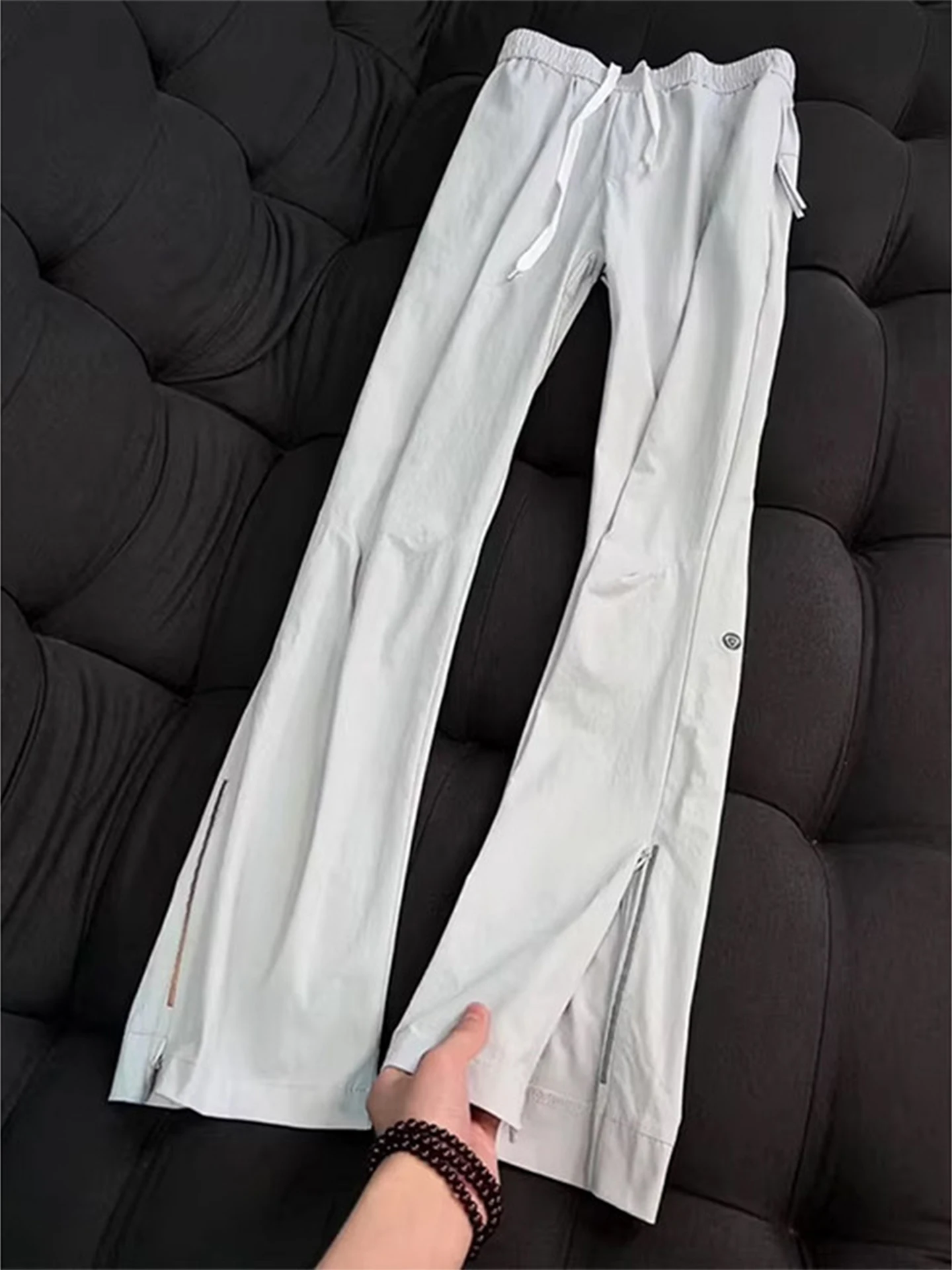 

Ice Silk Running Pants Men's Spring Summer Thin Zipper Outdoor Climbing Trousers Qui Dry Breathable Casual Straight Leg Pants