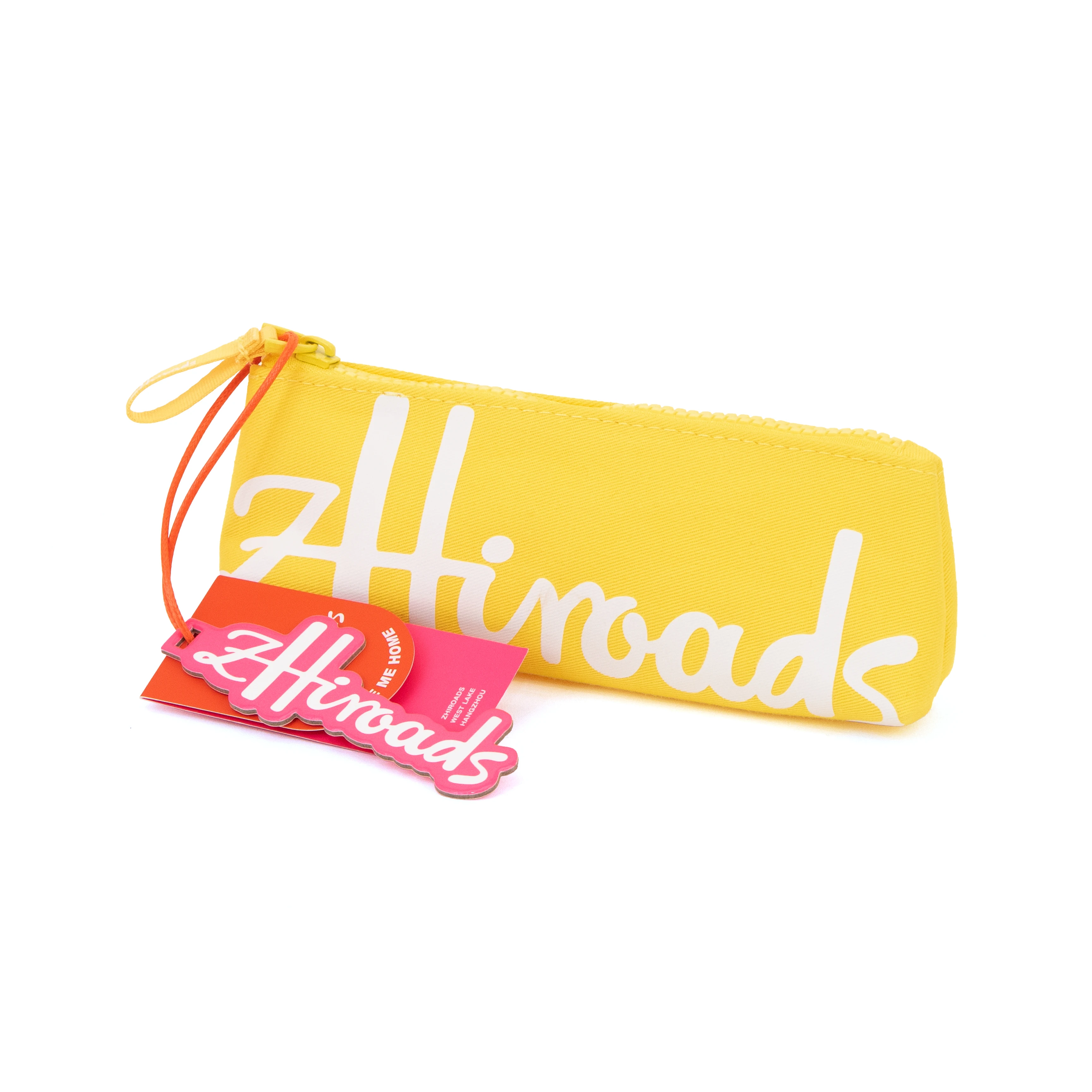 Eco-Friendly Recyclable Brand Cotton Pencil Case with Soy Ink Print Canvas Pen Pouch Zipper Stationery Bag for School & Office