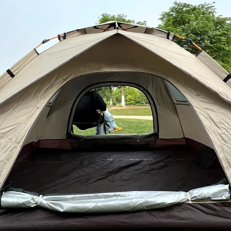 Quick Pop-Up Camping Tent 3-4 Person Outdoor Folding Travel Shelter with Large Entrance and Storage Portable Hiking Tent