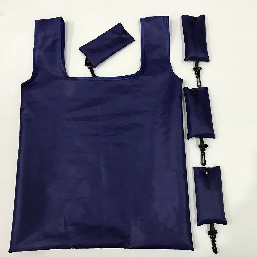 Vest Style Classic Phone Bag Polyester Foldable Shopping Bag Recycled Durable Large Capacity Storage Tote Bag with Custom Print