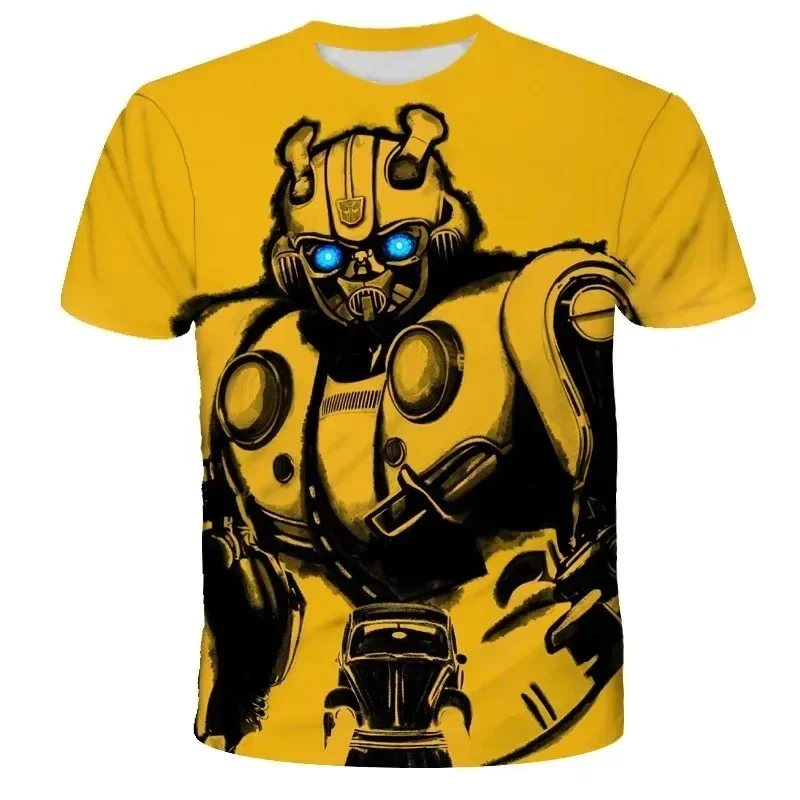 2024 Summer Kids 3D Printed Transformers T-shirt Children Cool Cartoon Short Sleeve Clothing Boys Girls Fashion Trend Streetwear