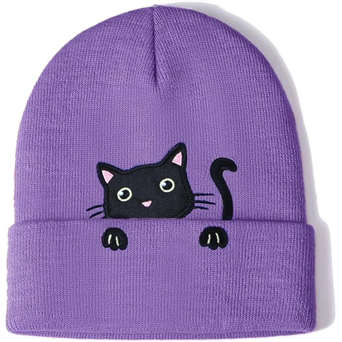 Women’s Cat Beanie Cute Cat Lover Gifts Animal Knitted Hats for Cat Mom Women Cat Stuff