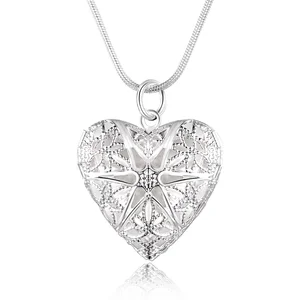 925 Sterling Silver Photo Frame Pendant Necklace for Women, Chain Snake, Charm, Marriage, Fashion Jewelry, Hot, 18 10 Main Sales Marriage Memories - №2