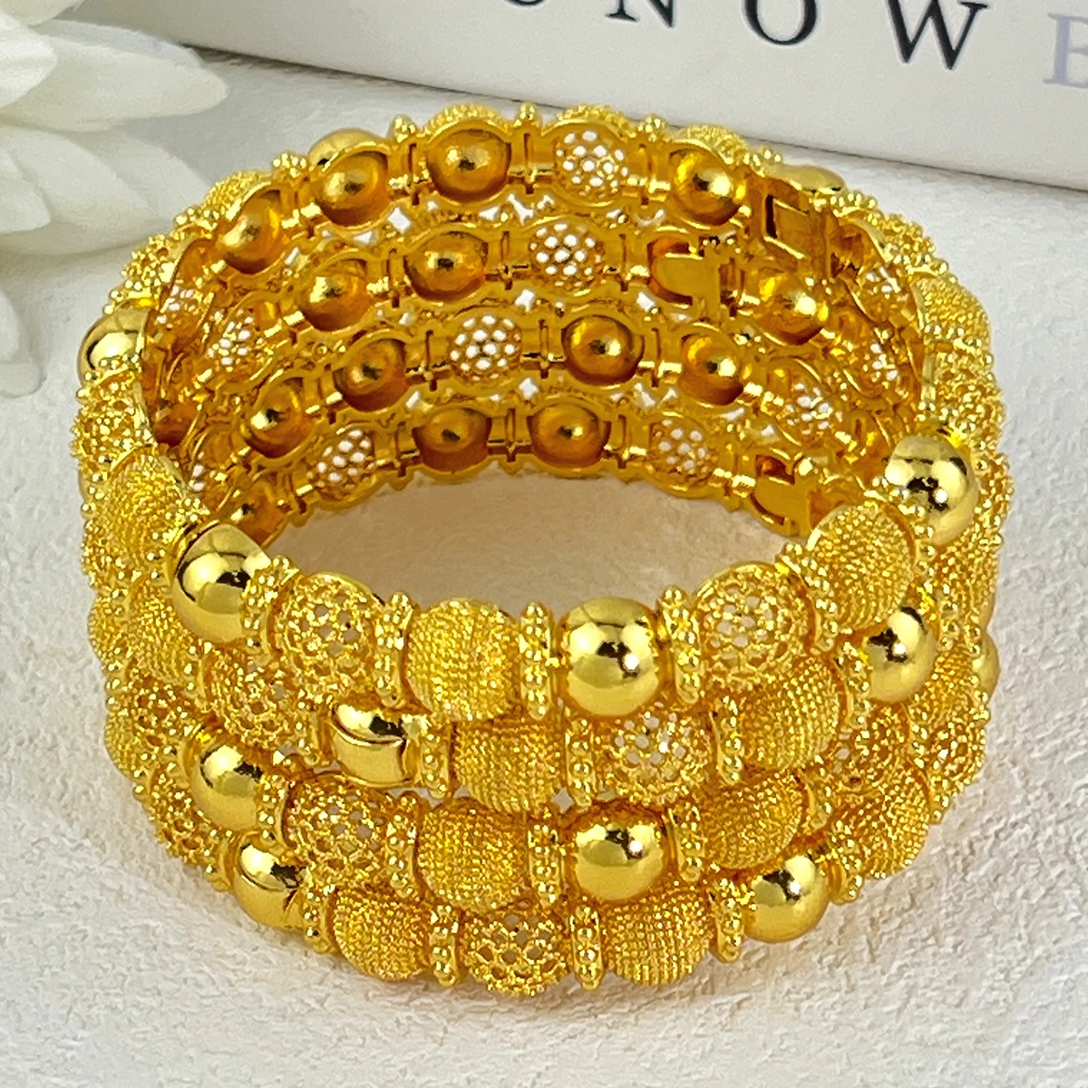 ANIID Luxus Dubai 24k Gold Farbe Armreifen Für Frauen Arabisch Braut Charme Armband Nigerianischen Hochzeit Geschenk Afrikanischen Schmuck Party
