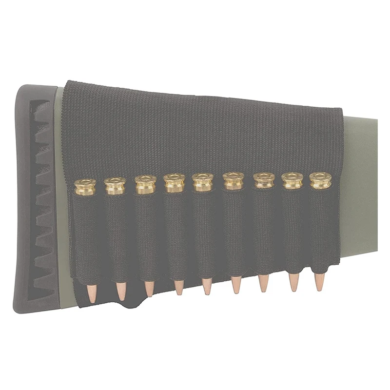 9 Hole Buttstock Ammo Holder Durable Elastic Bullet Bag for Rifle Shell Cartridge Quick Load Butt Cheek Cover