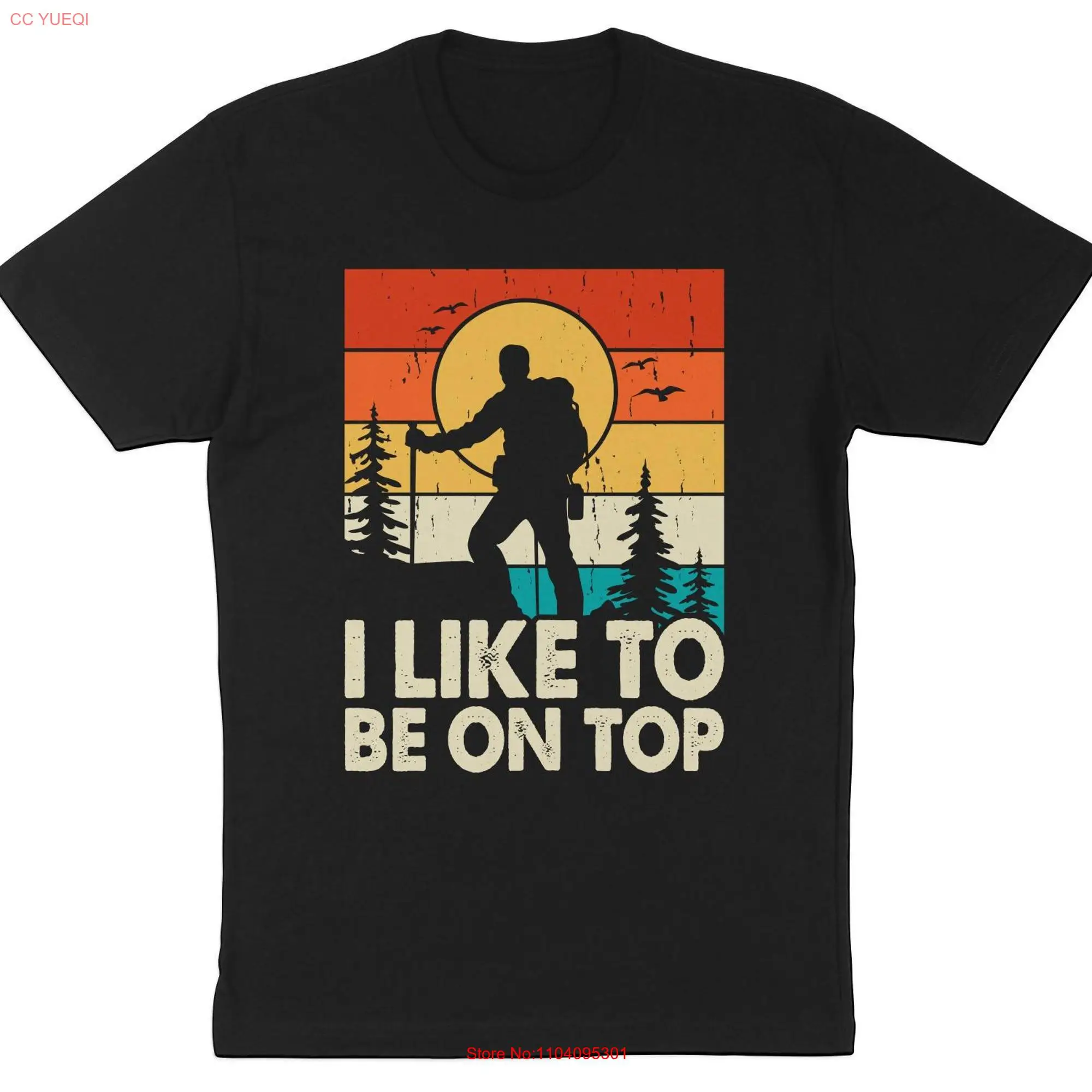 Hiking T Shirt Vintage Sunset Outdoorsy Adventure Trendy Apparel Fun Quote Unique For Hikers long or short sleeves