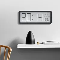 Digital Wall Clock, Digital Desktop Clock, Battery Powered, LCD Screen, Time Temperature Humidity Display, Electronic Clock, Han