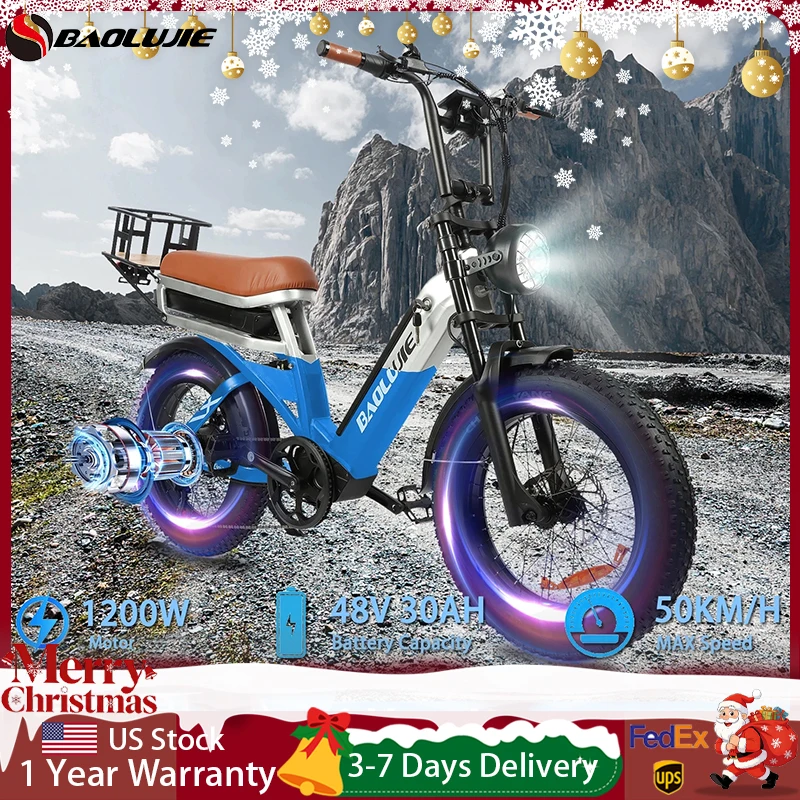 

Электрический велосипед BAOLUJIE 2033 для взрослых, электрический велосипед 1200 Вт, 48 В, 30 Ач, максимальная скорость 50 км/ч, горный электронный велосипед UL2849【 Гарантия 1 год】