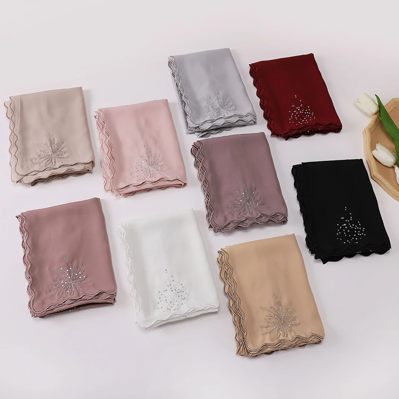 Châles musulmans scintillants en strass pour femmes, écharpe de printemps pour Ramadan, Hijab, bandeau Long et doux, Abaya