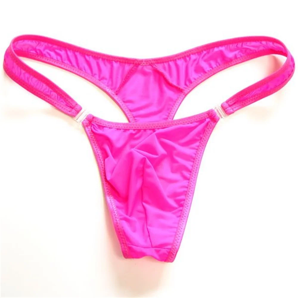 

1-2pcs Detachable Thong Men's Ice Silk Low Waist Solid Color U Convex Underwear Transparent Elastic Sexy G-strings