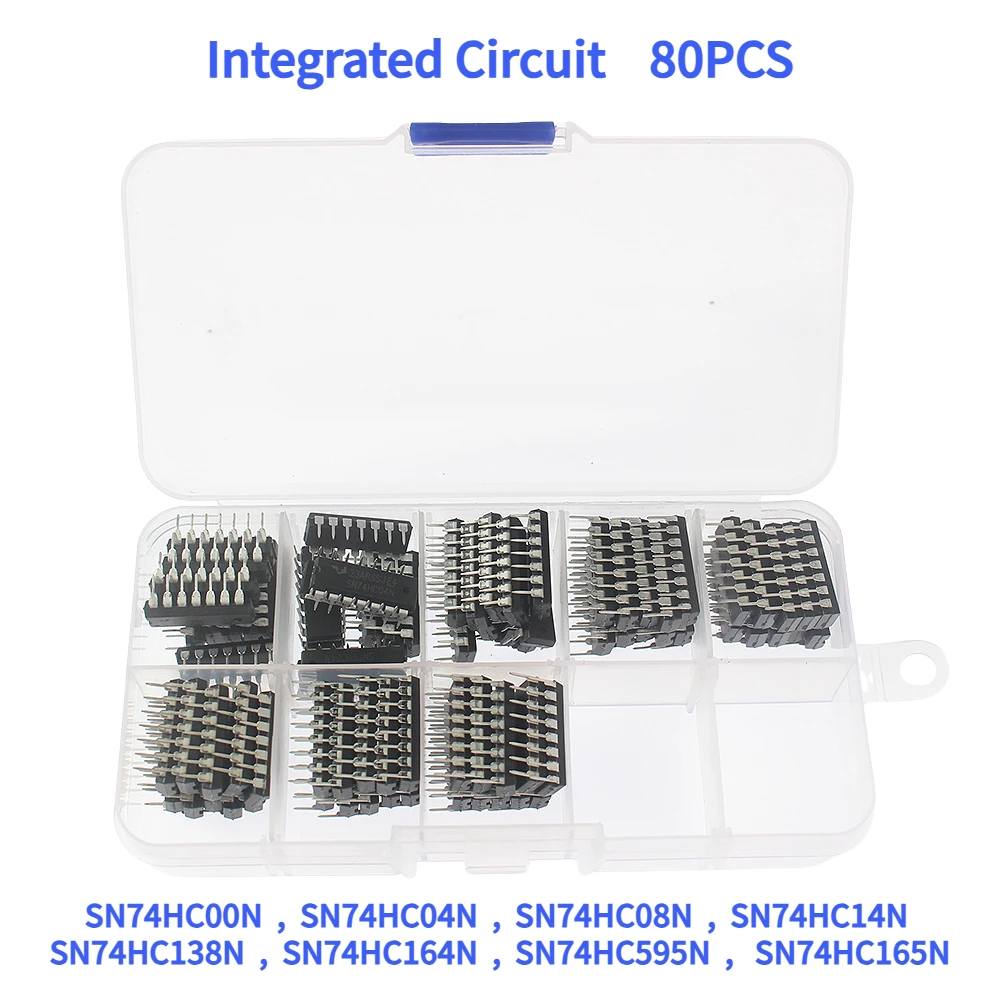 80PCS/Lot Integrated Circuit SN74HC00N SN74HC04N SN74HC08N SN74HC14N SN74HC138N SN74HC164N SN74HC595N SN74HC165N DIP packing