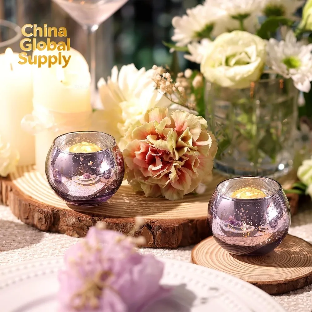6/12 Pcs Assorted Votive Candle Holders Mercury Tealight Candle Holder Glass Wedding Table Decorations for Home Birthday Party