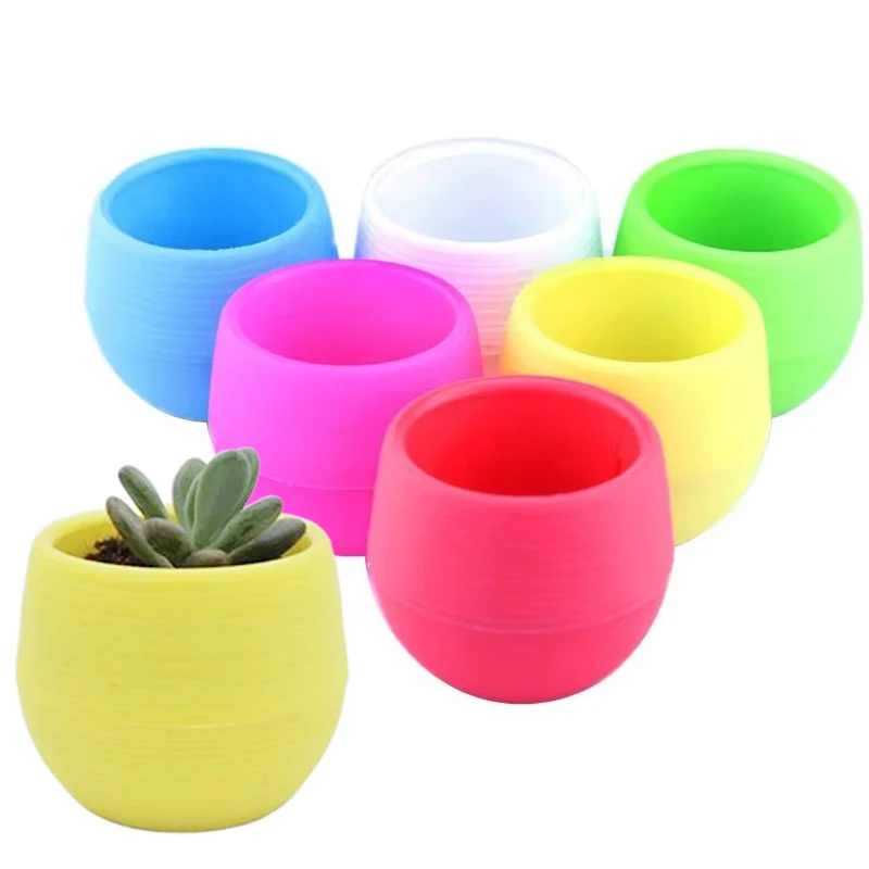 6/12pcs Circular Flower Pot Plastic Household Balcony Desktop Greenery Succulent Flowerpot Color Breathable Gardening Plant TMZ