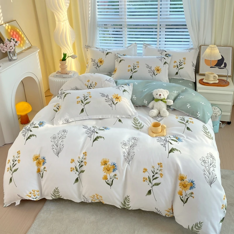 3pc Flower Pattern Duvet Cover 1PC Duvet Cover 2PC Pillowcase，Without Core, Soft Skin Friendly , Single/Queen Size Bedding Set