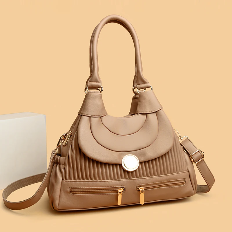 

Vintage Women Handbags Satchel Top-handle Handbag PU Leather Shoulder Bag Dumpling Pack Give Gifts Shoulder Bag Phone Money Pack