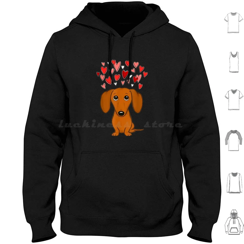 Hearts Dachshund Dog Happy Valentine'S Day Hoodies Long Sleeve Boyfriend Boy Friend It Retro Son Big Wedding Lady