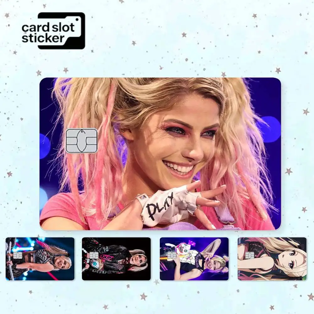 Autocollants HD imperméables pour cartes de crédit Alexa Bliss, star de la lutte, petits autocollants à puce, décalcomanies pour cartes de jeu, cadeau