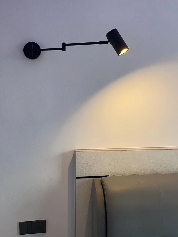 

Modern Minimalist Double Section Swing Arm Wall Lamp for Bedroom Bedside Study LED Adjustable Wall Lamp for Hallway