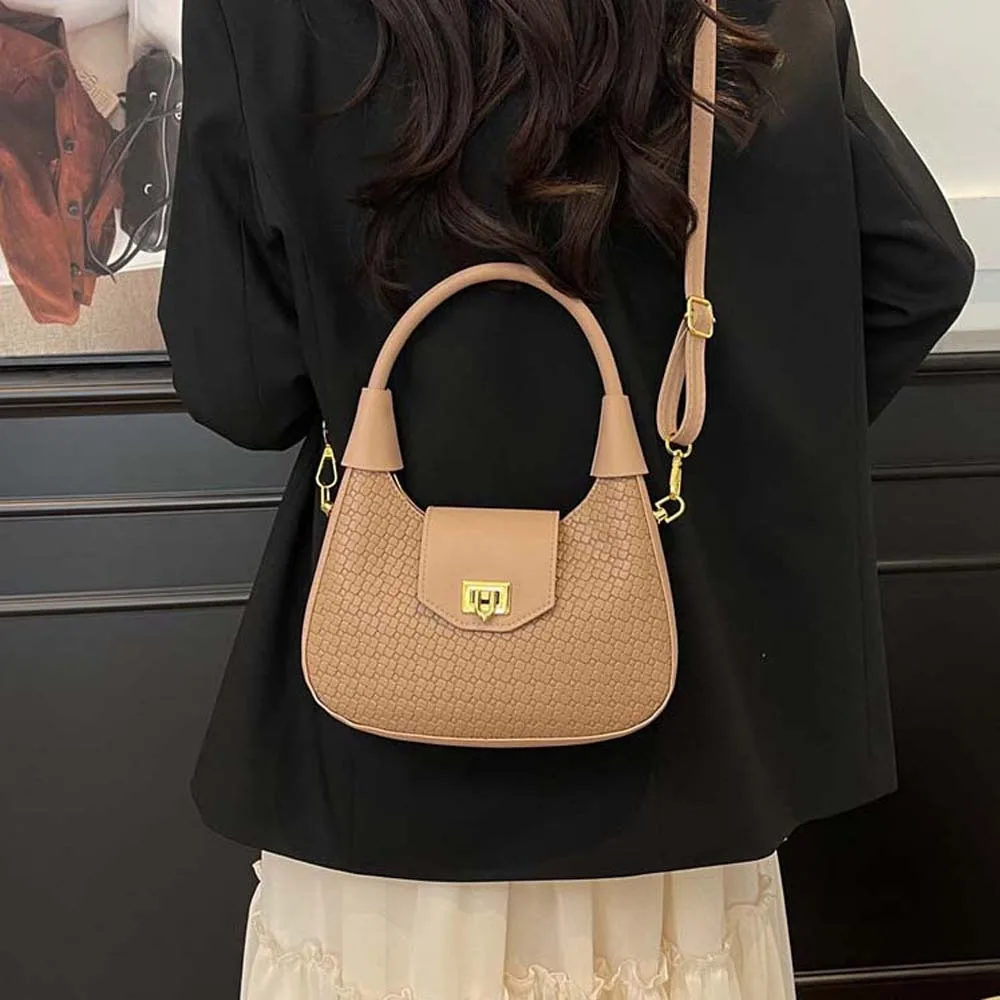 

Elegant PU Hobo Bag Crocodile Skin Pattern Anti-Splash Water French Underarm Bag Large Capacity Polyester Texture Handbag Women