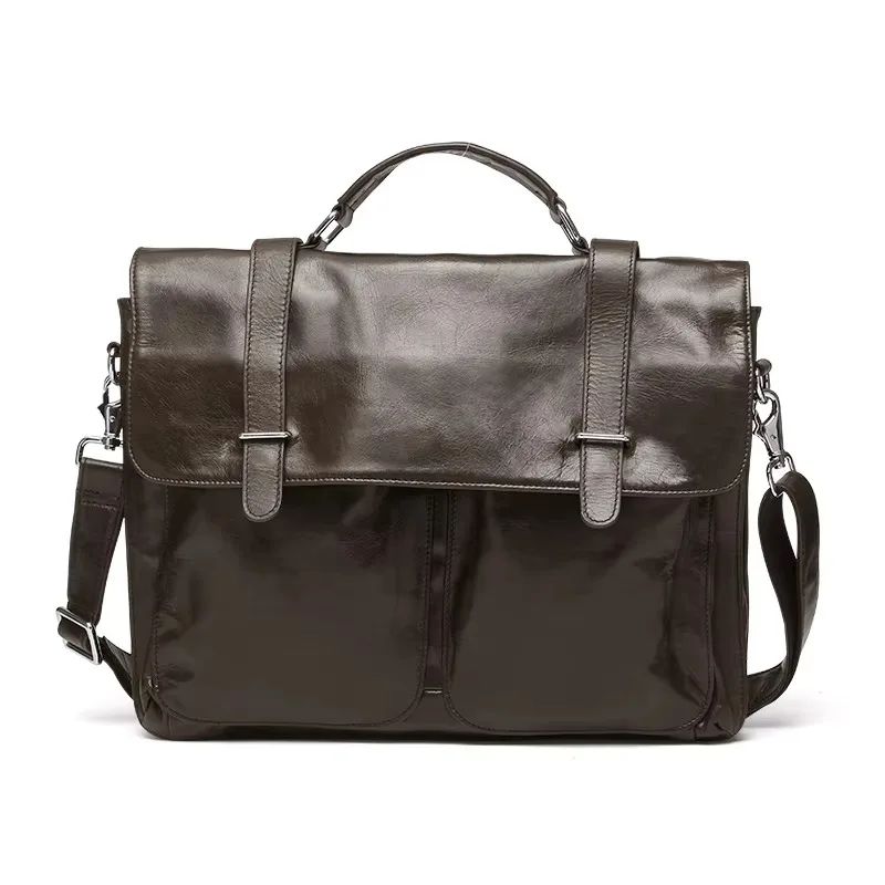 Men Shoulder Bag CrossBody Businesses Handbag Cowhide Tote Bag Retro Natural Genuine Leather Male Messenger Top Handle Briefcase