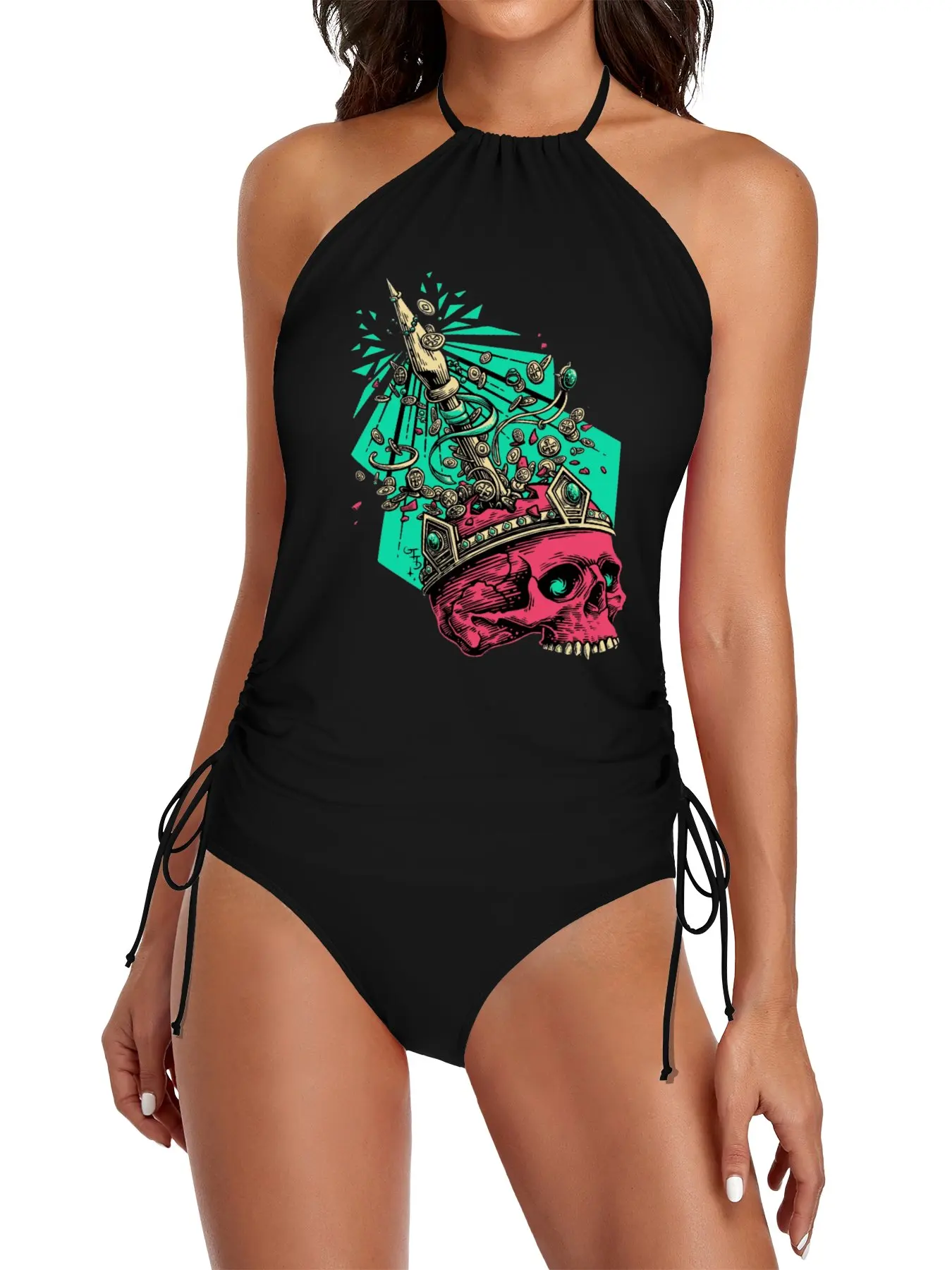 

Crowned Skull Split Swimsuit Set swimsuit women swimsuit for women swimwear for women 2025