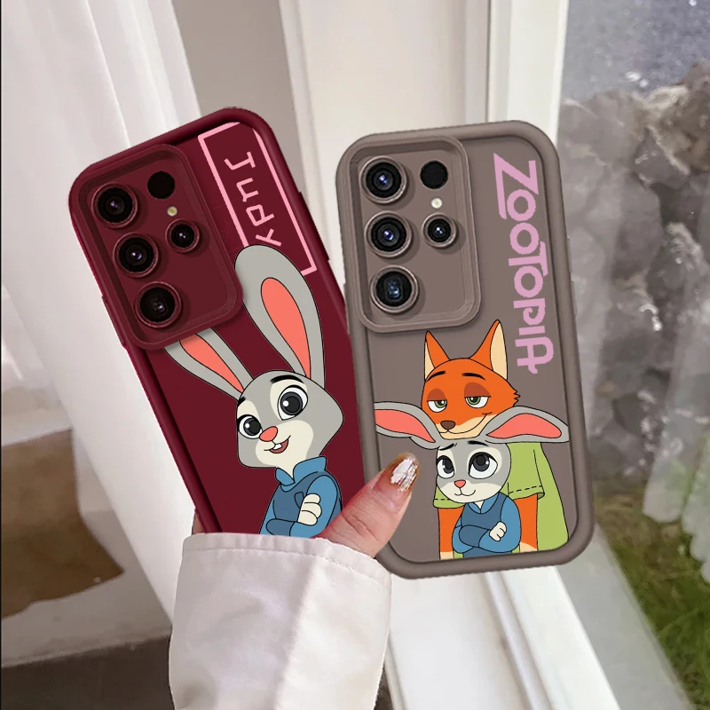 Disney Zootopia Cute For Samsung Note 20 S24 S23 S22 S21 S20 Ultra Plus FE A25 A23 A22 A15 A31 5G Eye Ladder Back Phone Case