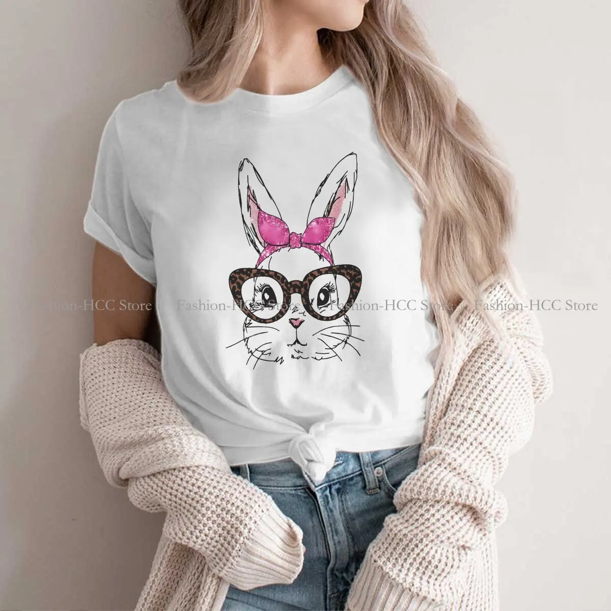 Cute Bunny Face Special Polyester TShirt Rabbit Animal Pattern Top Quality Creative Gift Idea T Shirt Short Sleeve