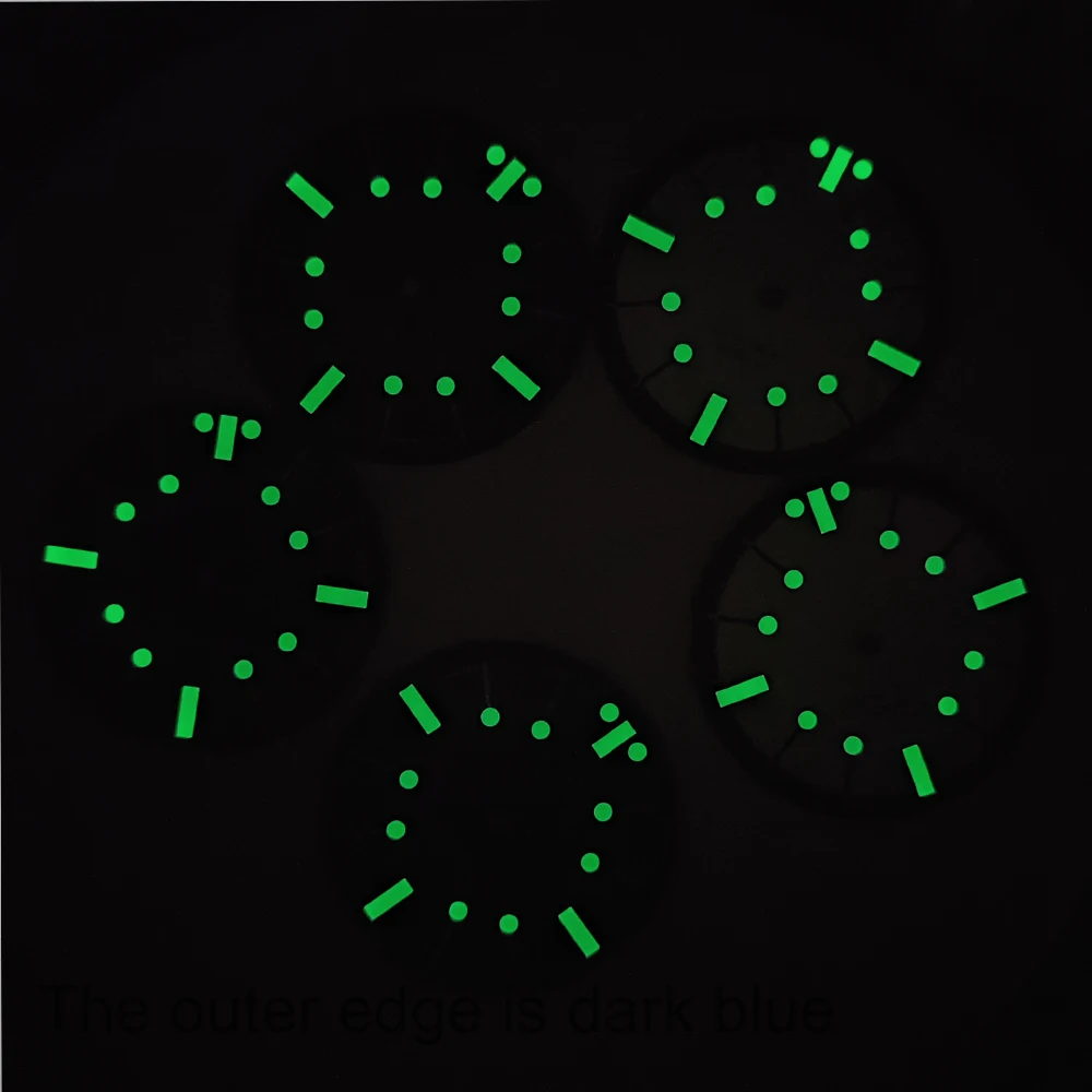 Logotipo diy 28.5mm mostrador de mergulho brilho verde mostrador retrô para relógio masculino acessórios de modificação para movimento nh35 nh36