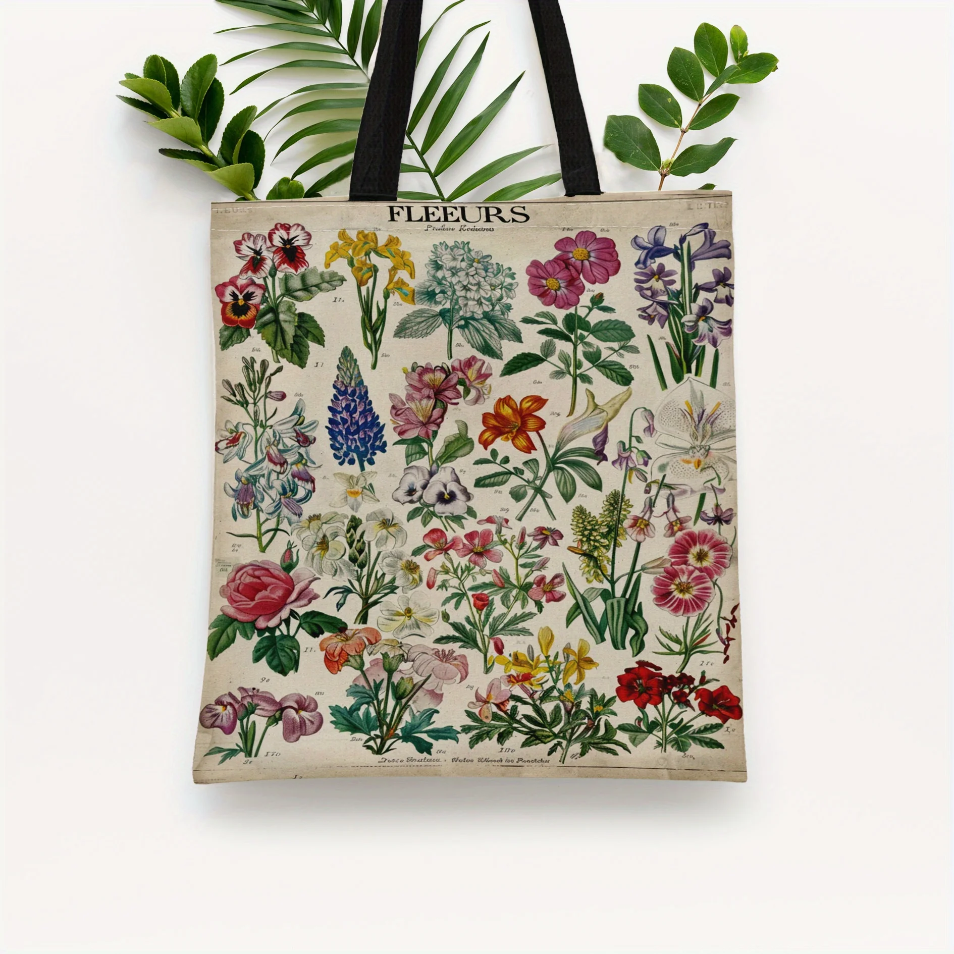 Classic Botanical Atlas Print Polyester Tote Bag ,Durable Reusable Shopping Bag for Women, High-Quality Beach & Grocery Tote