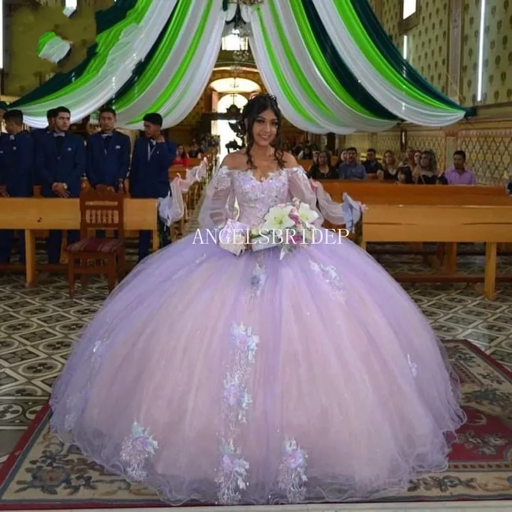 Vestido De baile De manga larga abullonada para Quinceañera, Vestidos De Quinceañera, Vestidos De ocasión formales para niñas dulces 16