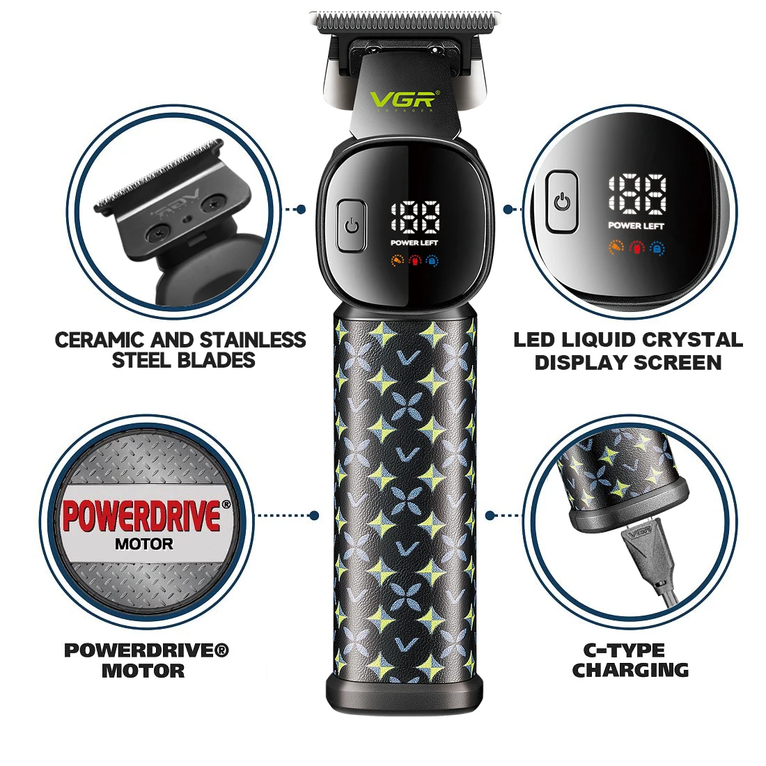 VGR Hair Clipper Man Professional Set 185 Clipper Hair Cut Set 307 Hair Cutting Machines Set Barber Clipper Kit 39