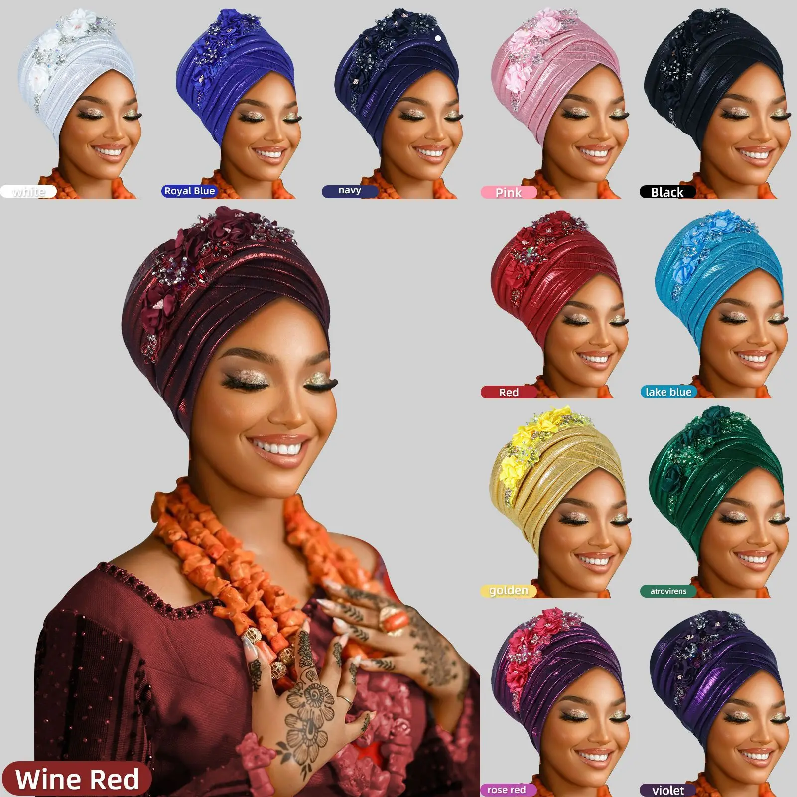 Fashion Women African Turban Cap Lady Head Wraps Nigeria Wedding Auto Gele Headtie Party Headgear Headwear Hat Outfits