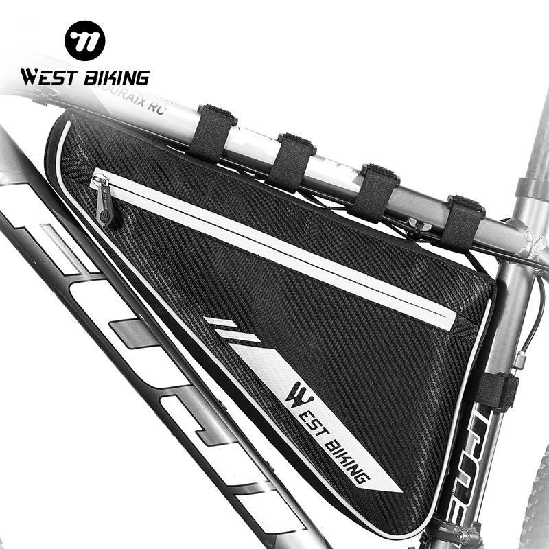 WEST BIKING-Bolsa de gran capacidad para bicicleta, bolsa triangular a prueba de lluvia, herramientas de reparación de bicicletas de montaña y carretera, accesorios de ciclismo