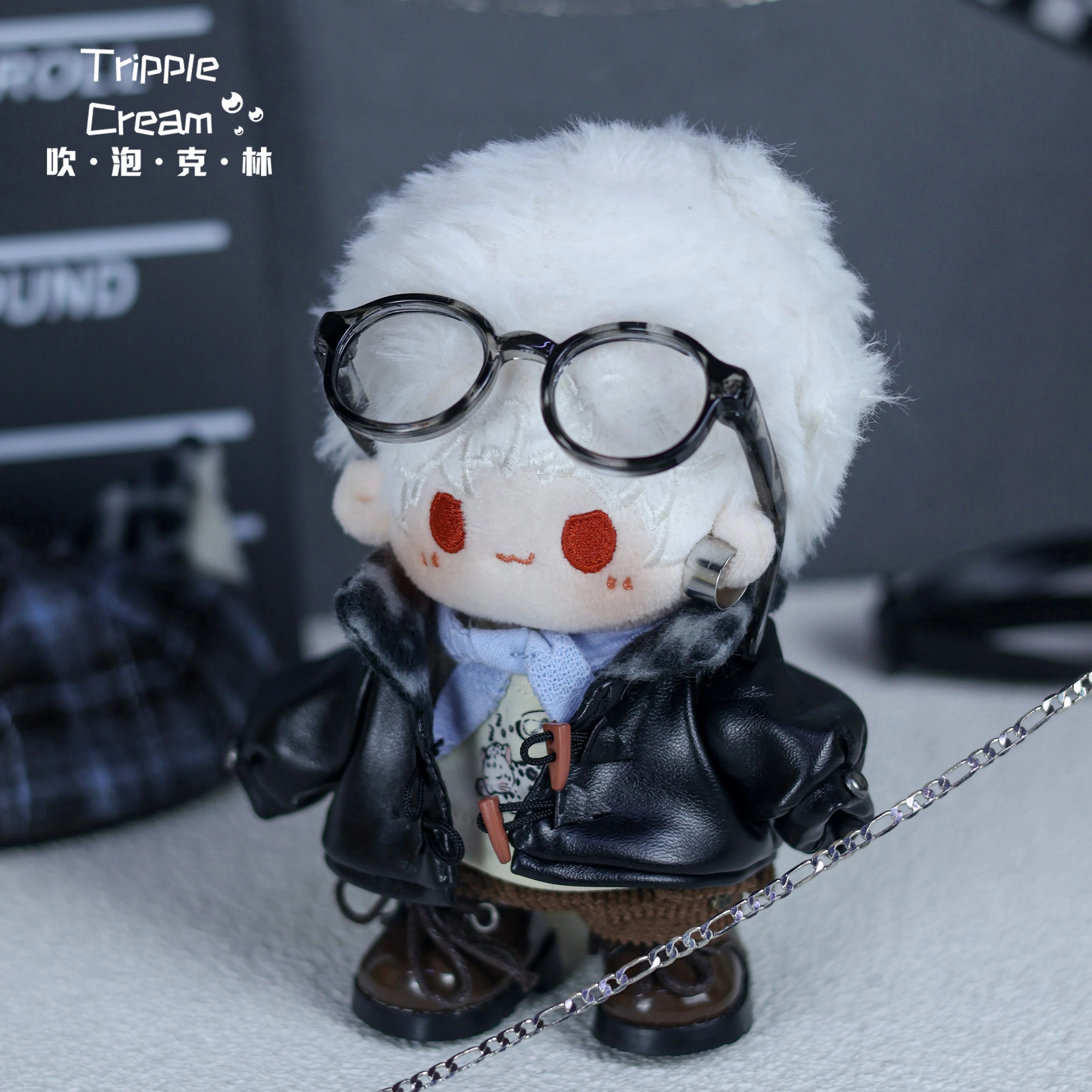 10cm Doll Clothes Snow Leopard Ear Hat Leather Clothes Glasses Clothing Suit Doll Accessories Anime Game Toy Kids Gifts Cosplay