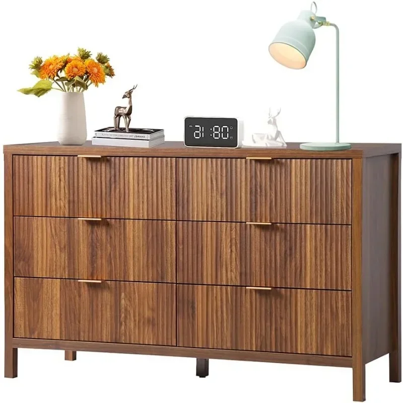 ZHENXIANG 6 gavetas armário, Long Nightstand com gavetas, armário de armazenamento, armário de madeira maciça, TV Stand