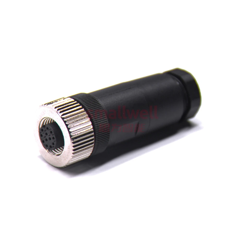 M12 12 core A buckle hole on-site installation plug non shielded straight screw locking connection