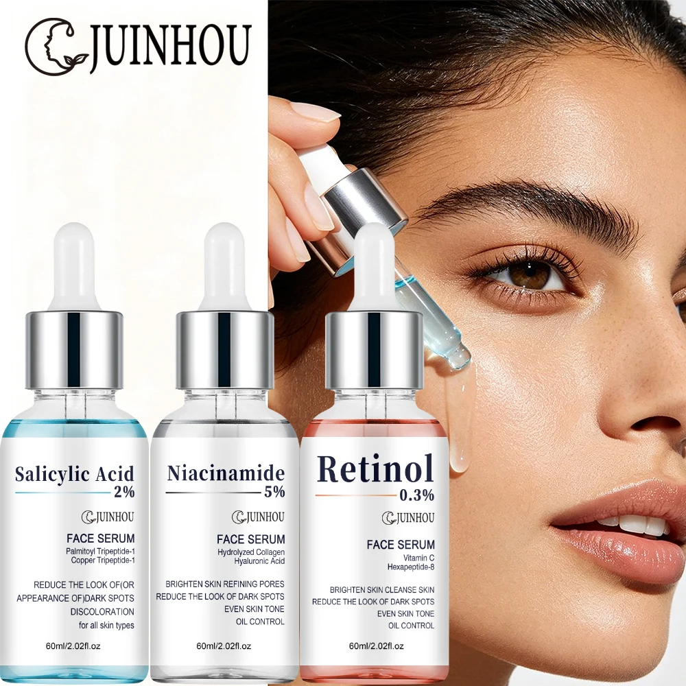 JUINHOU 3pcsSkin Care Serum Salicylic Acid Niacinamide Retinol Brightening Refine Pores Oil Control Hydrating for Daily Skincare