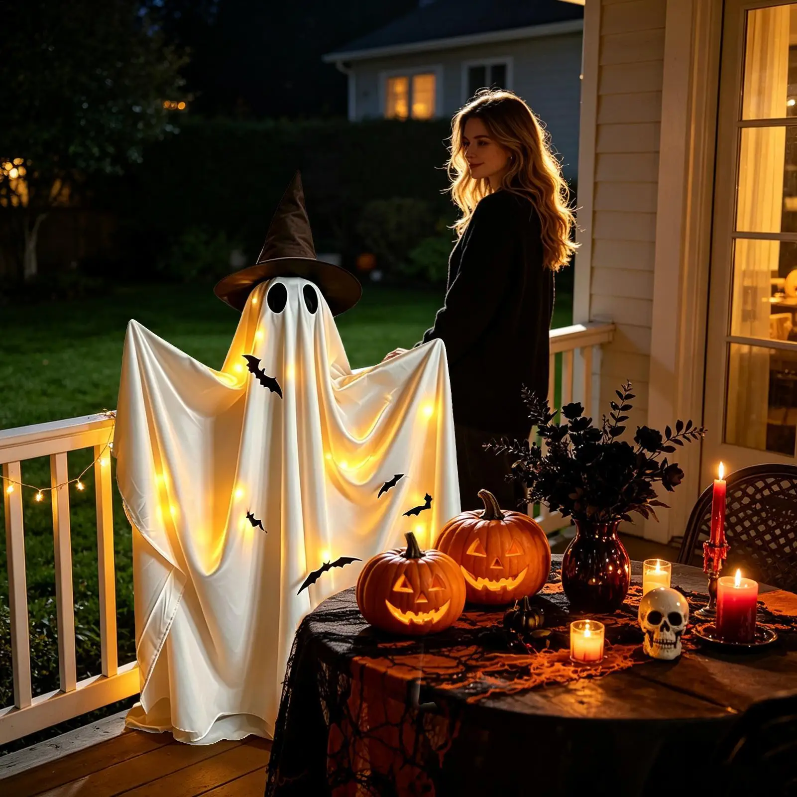 Halloween Ghost Decor 59in Spooky Standing Decoration Standing Ghosts Halloween Decor For Outdoor Front Porch Garden Home Patio