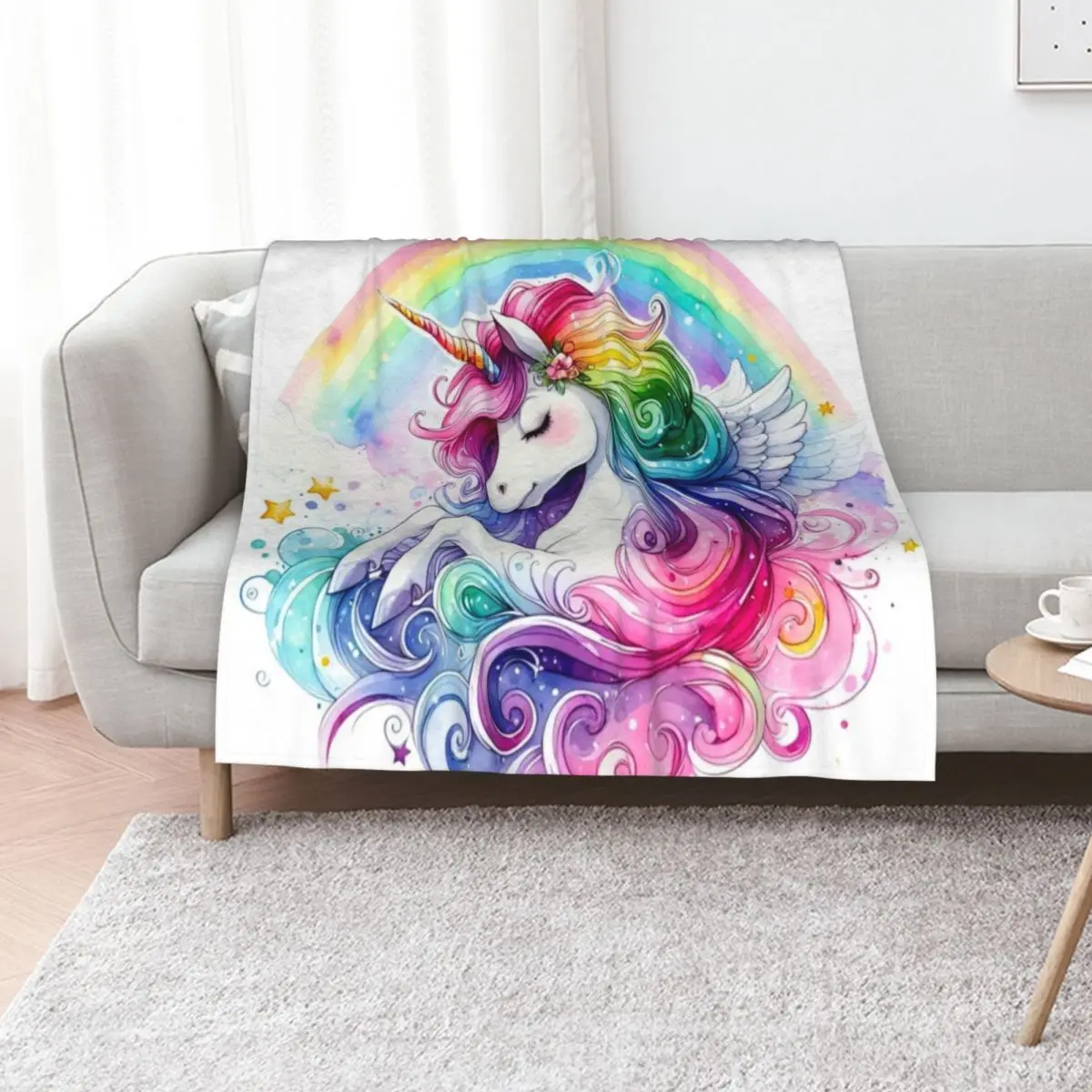Rainbow Pegasus Unicorn Throw Blanket Flannel Fabric Sofa Throw Sleeping Bag warm winter blankets ands Beautifuls Blankets