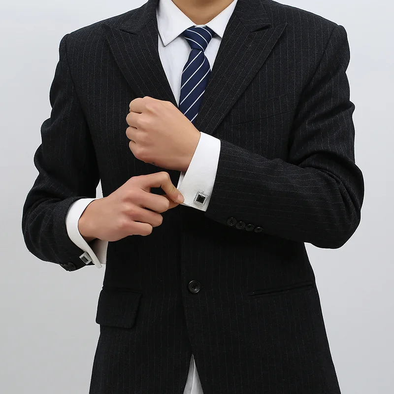 Kancing Manset Kemeja Kristal Permata Hitam Berlian Penuh Mewah Mode Baru untuk Pria Kancing Berlapis Perak Perhiasan Hadiah Ayah Pengantin Pria