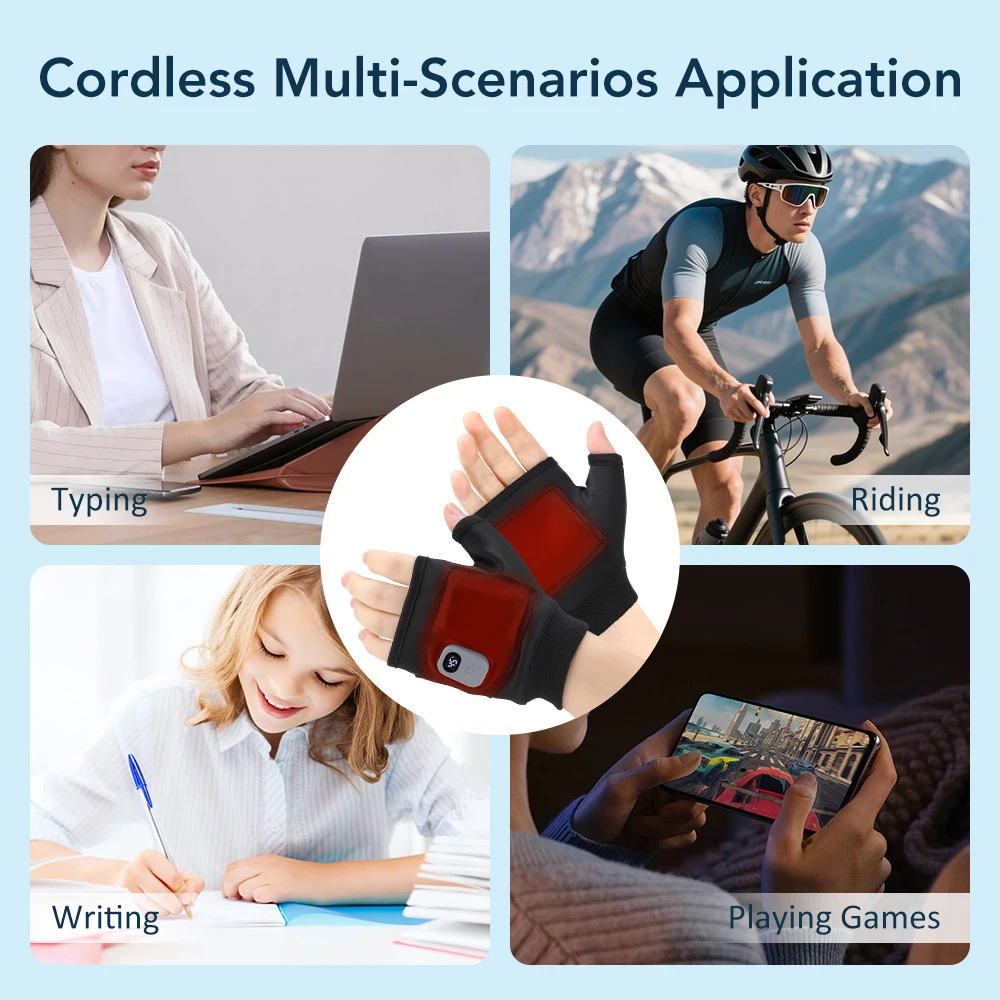 

Перчатки с электрическим подогревом, поддержка половины пальцев, зима, теплая защита ладоней, спорт на открытом воздухе, горячий компресс, защита от нападения