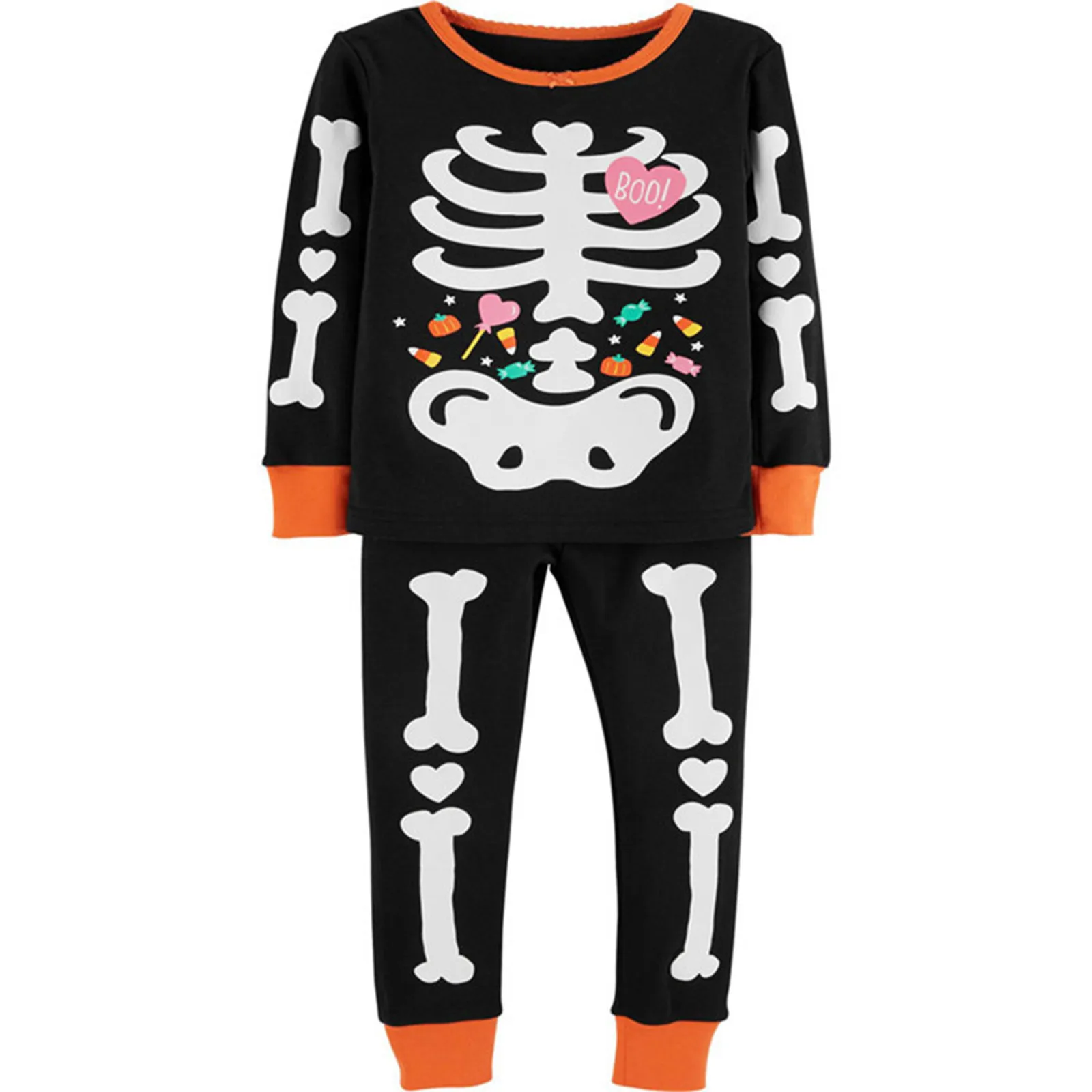 

2024 Family Feeling Kids Toddler Girls Boys Skeleton Pajamas Sets For Halloween Toddler Glow In The Dark Cosplay Suit Hot Sale