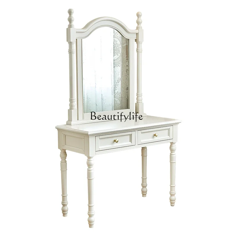 

FG11White Cream Wind Solid Wood Dresser Full Cherry Light French Style with Mirror