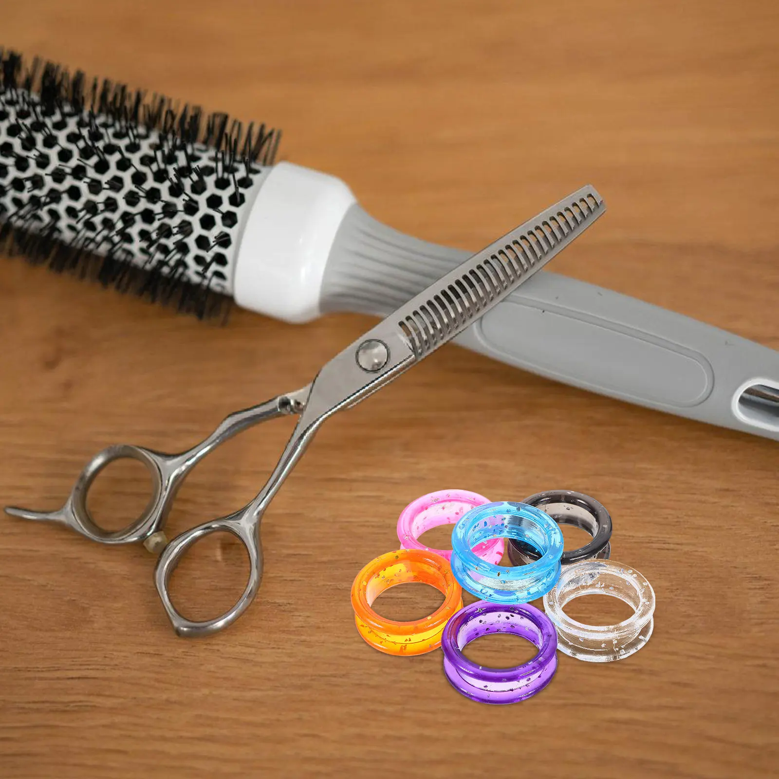 

12Pcs Silicone Scissor Finger Rings Hairdressing Barber Pet Grooming Shear Accessories Comfortable Fit Universal Size Scissor