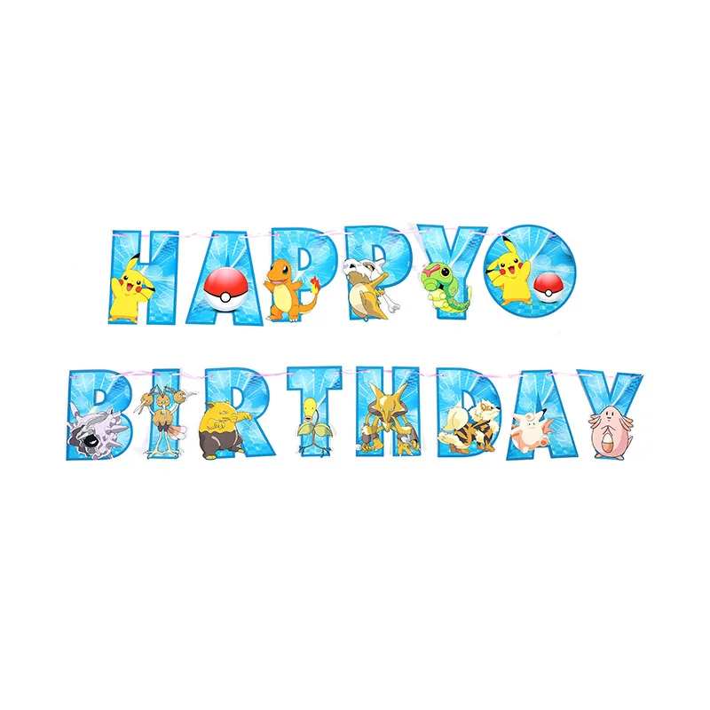 Pokemon Geburtstag Party Dekoration Pikachu Blitz Neue Ballon Set Kid Event Liefert Einweg Geschirr Banner Maske Hintergrund