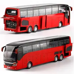 Electric Tourist Toy Traffic Bus Alloy Car Model Diecasts Simulation Metal Toy Business Bus Model Sound and Light Childrens Gift