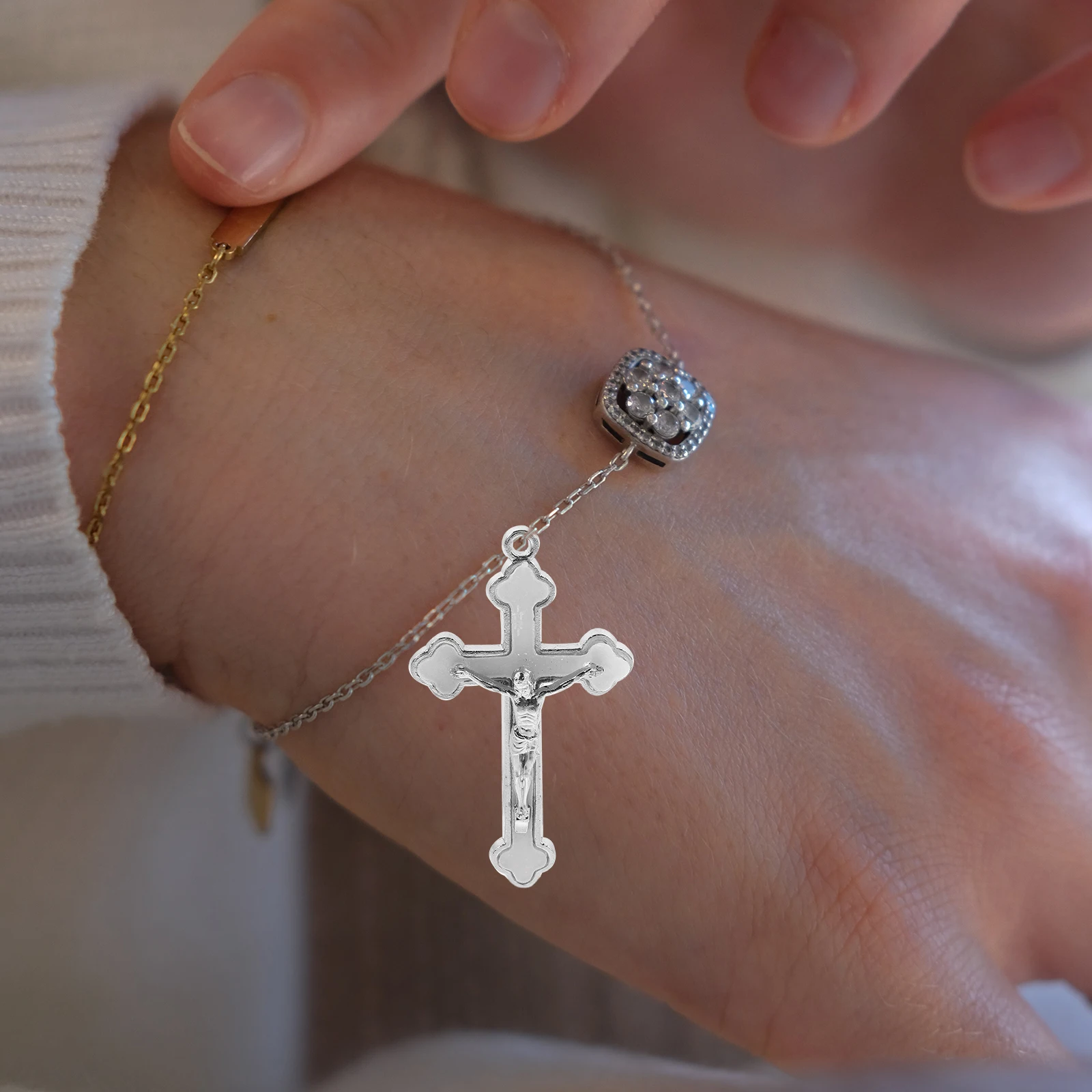

10 Pcs Bracelets Making Charm Jewelry Beaded Crucifix Pendants Metal Charms for